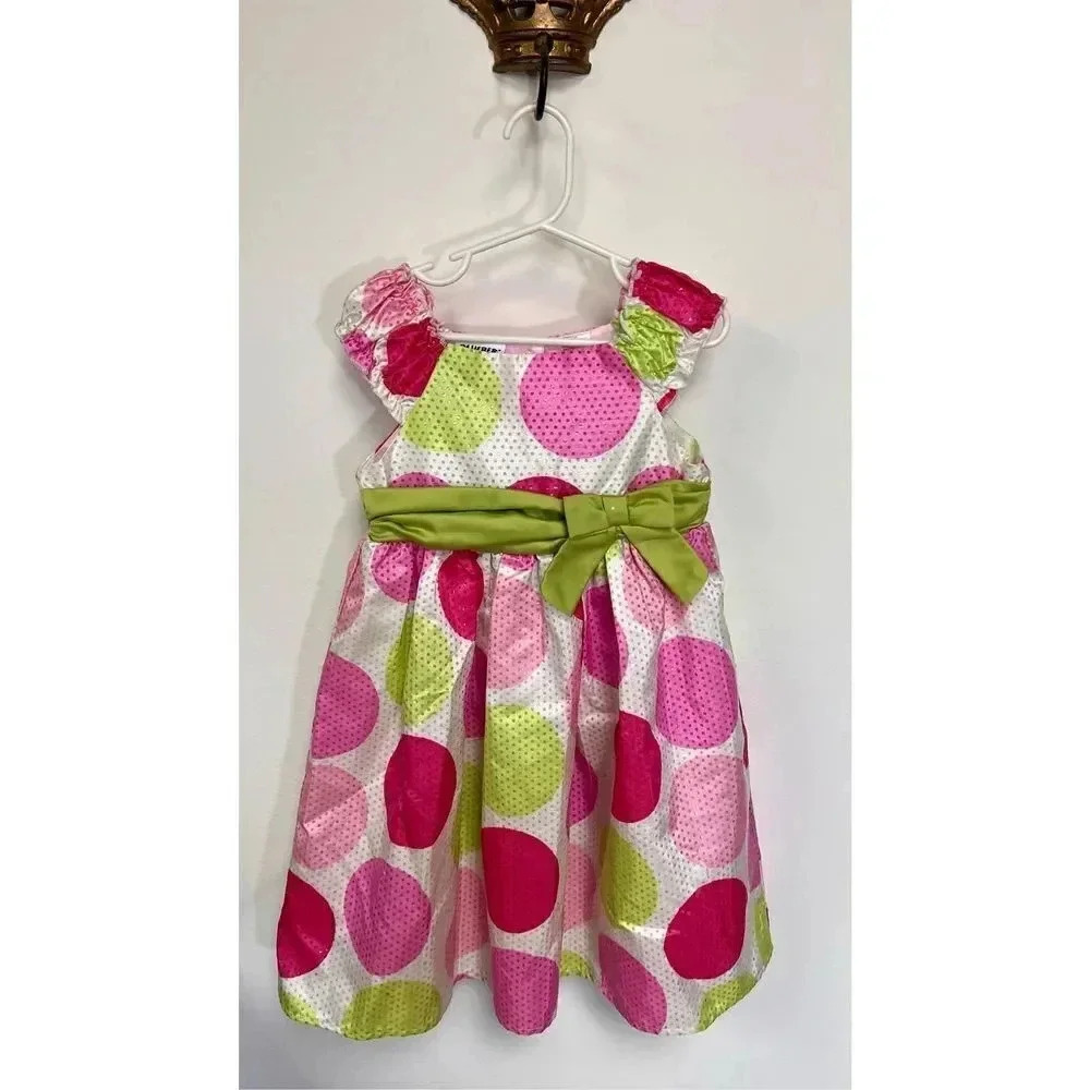Vintage Blueberi Boulevard Little Girls 4T Polka Dot Tutu Easter Dress Wrap Tie